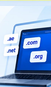 Laptop displaying domain extensions